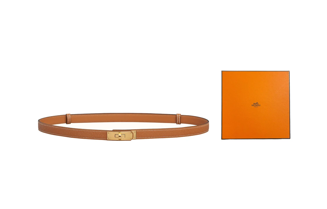 商品[国内直发] Hermes|爱马仕 Kelly皮带扣 Epsom小牛皮腰带 女款 金色 宽1.8cm #   礼盒,价格¥8321,第6张图片详细描述