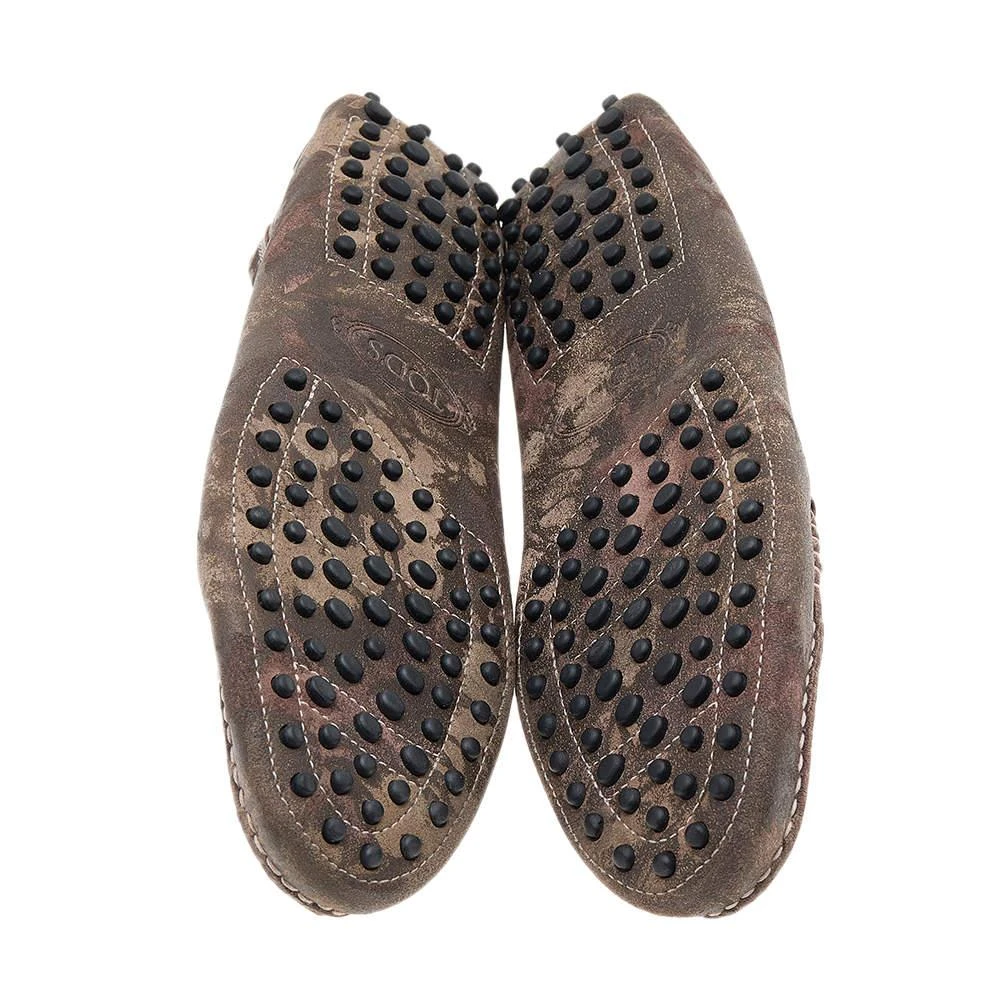 Tod's Brown Printed Suede Slip On Loafers Size 39 商品