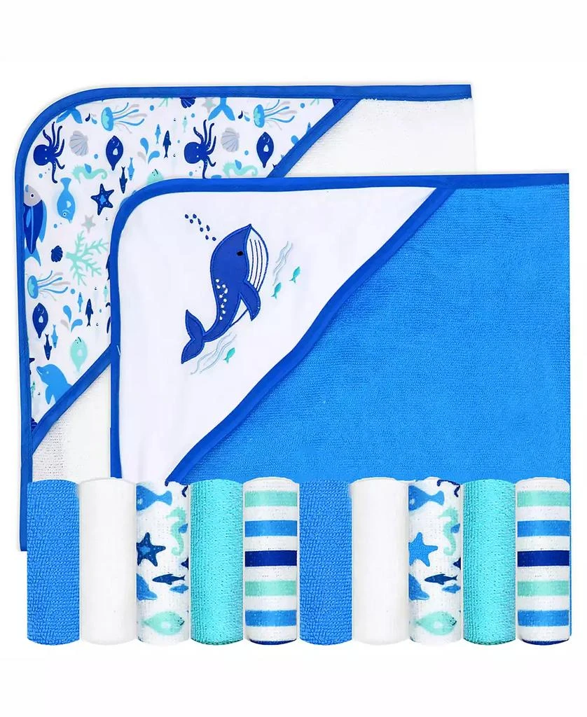 商品buba baby|Boys and Girls 2 Pack Embroidered Hooded Bath Towel and Wash Cloth Set,价格¥264,第1张图片