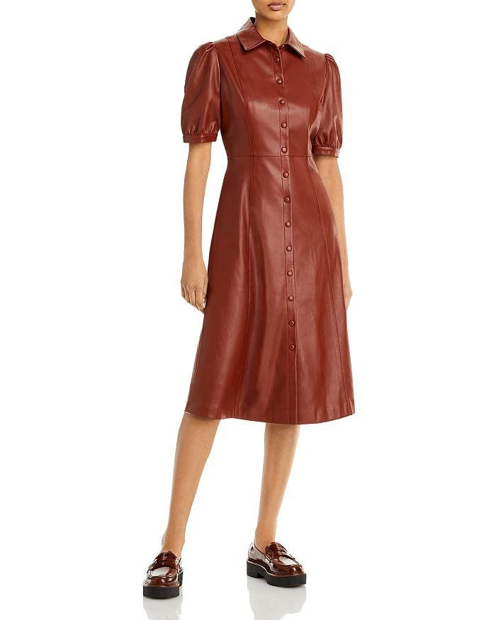 商品Tahari|Faux Leather Shirt Dress,价格¥403,第1张图片