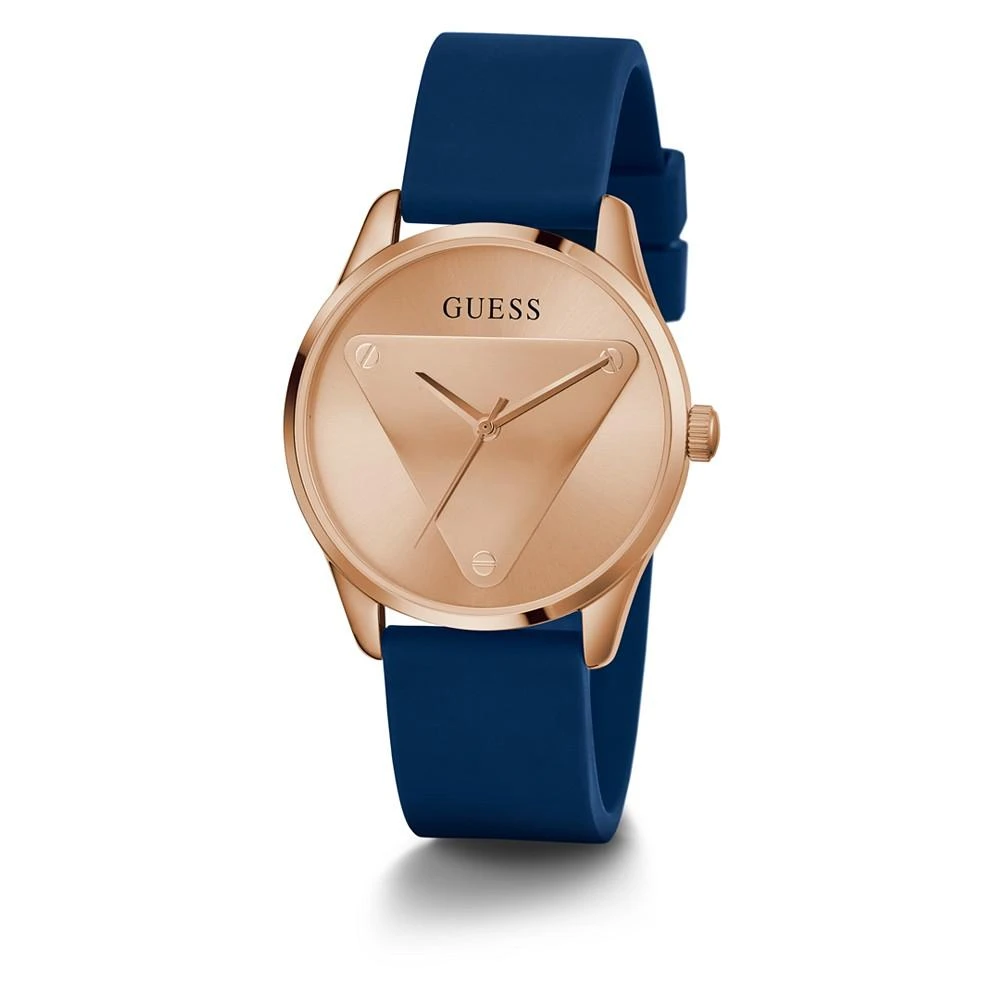 商品GUESS|Women's Quartz Logo Blue Silicone Strap Watch 36mm,价格¥564,第5张图片详细描述