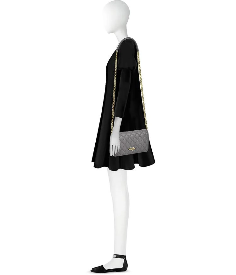 商品Moschino|灰色生态皮革手拿包配肩带,价格¥881,第3张图片详细描述