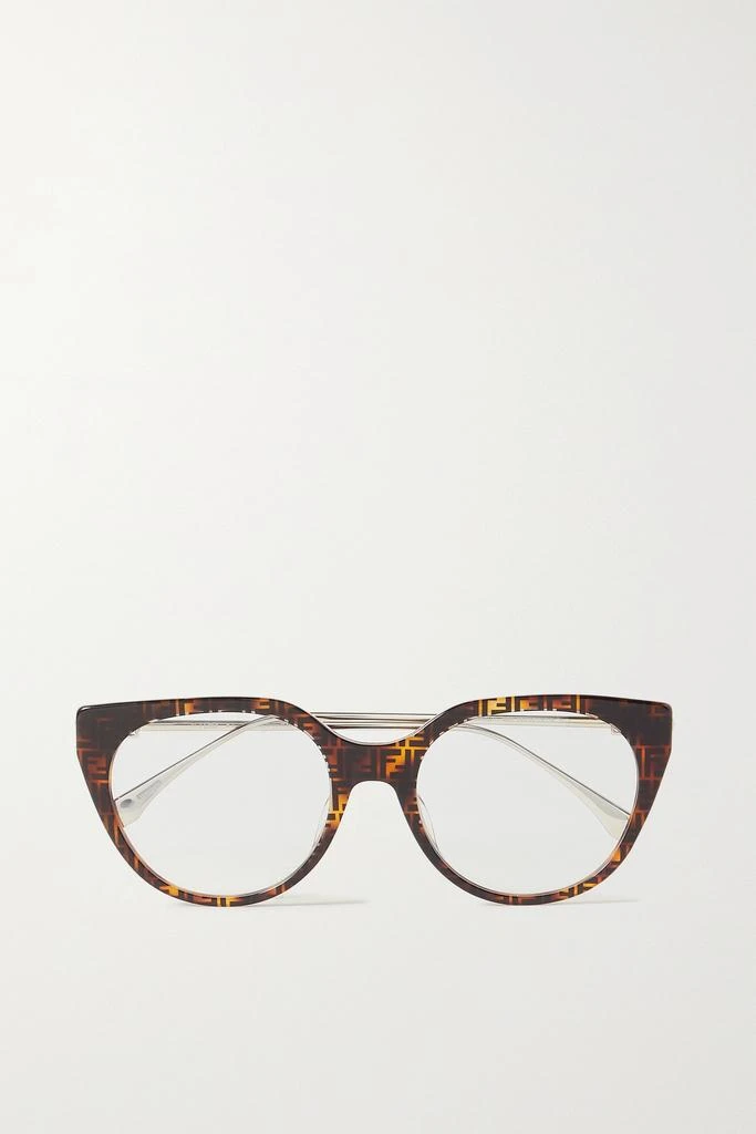 商品Fendi|超大款玳瑁纹板材金色金属猫眼光学眼镜,价格¥1958,第1张图片