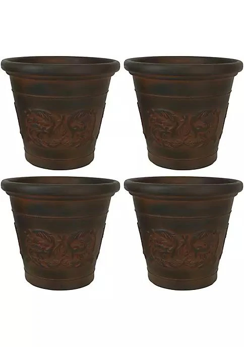 商品Sunnydaze Decor|Decor 16 In Arabella Dual Wall Polyresin Planter   Rust   Set Of 4,价格¥1190,第2张图片详细描述