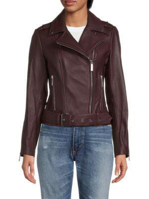 商品Michael Kors|Leather Moto Jacket,价格¥1341,第1张图片