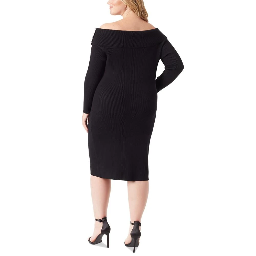 商品Jessica Simpson|Trendy Plus Size Aaryn Rib-Knit Off-The-Shoulder Dress,价格¥223,第2张图片详细描述