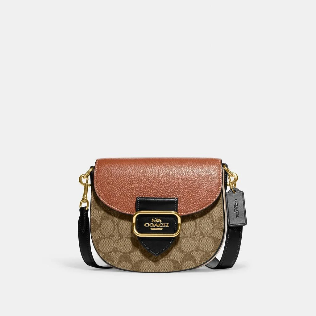 商品Coach|Coach Outlet Morgan Saddle Bag In Colorblock Signature Canvas,价格¥1384,第1张图片