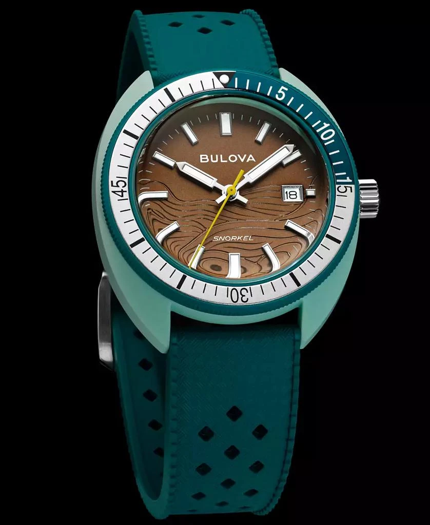 商品Bulova|Men's Snorkel Green HNBR Rubber Strap Watch 41mm,价格¥2591,第5张图片详细描述