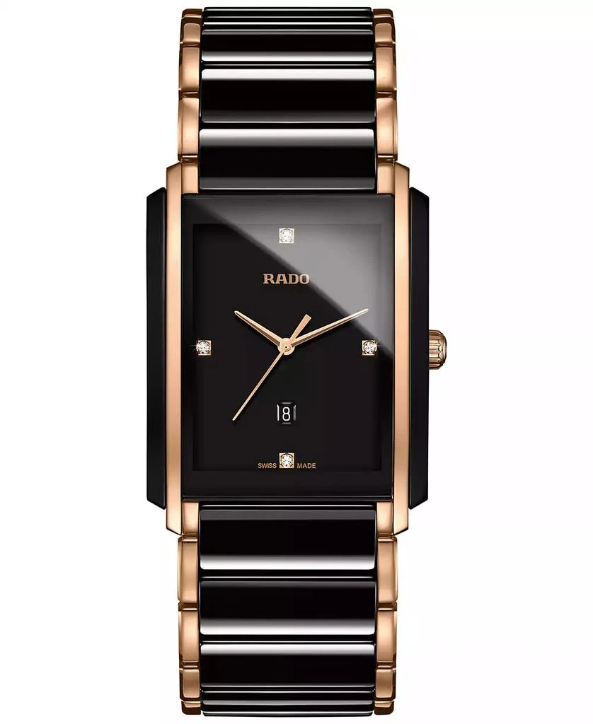 商品Rado|Men's Swiss Integral Diamond Accent Two-Tone Stainless Steel and Ceramic Bracelet Watch 31x41mm R20207712,价格¥17950,第1张图片