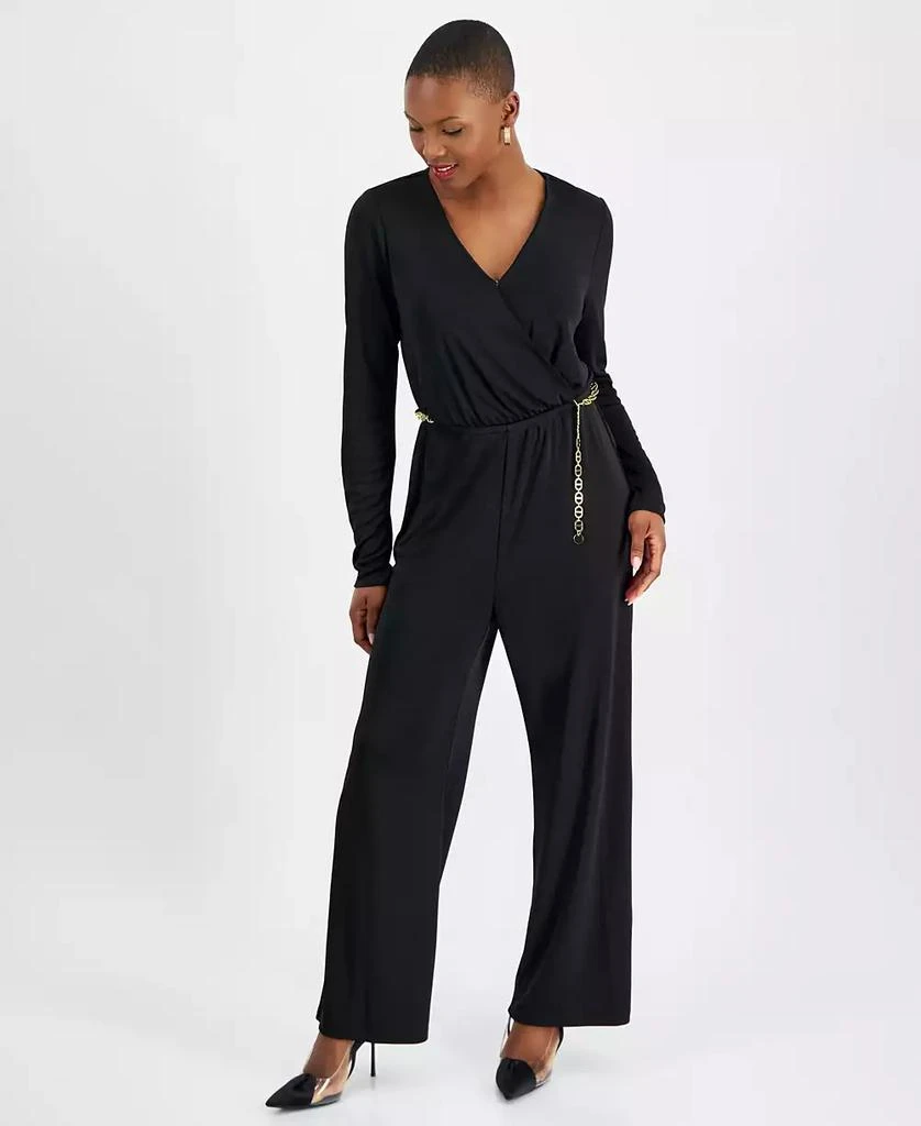 商品INC International|Petite V-Neck Chain-Belt Jumpsuit, Created for Macy's,价格¥227,第1张图片