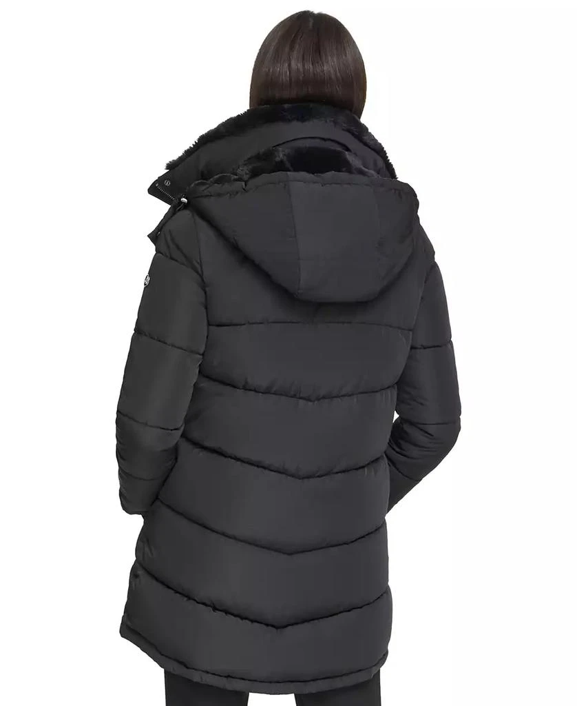 商品Calvin Klein|Women's Faux-Fur-Trim Hooded Puffer Coat, Created for Macy's,价格¥763,第2张图片详细描述