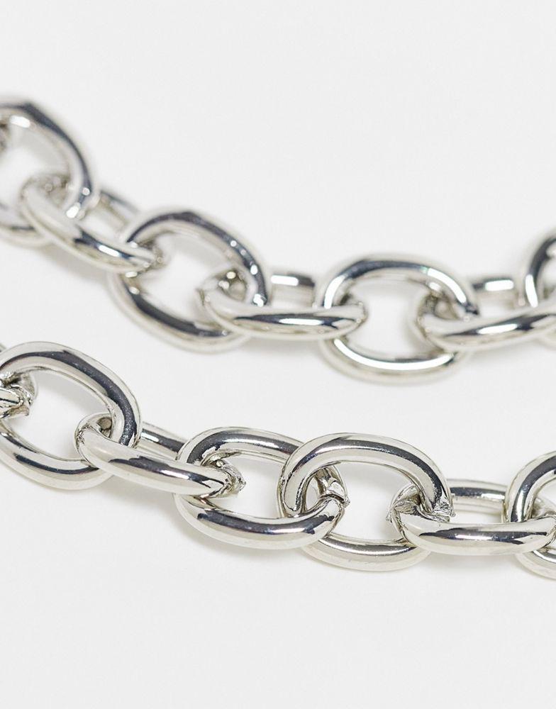 商品Reclaimed Vintage|Reclaimed Vintage unisex mutlirow with checkerboard pendant in silver,价格¥65,第6张图片详细描述