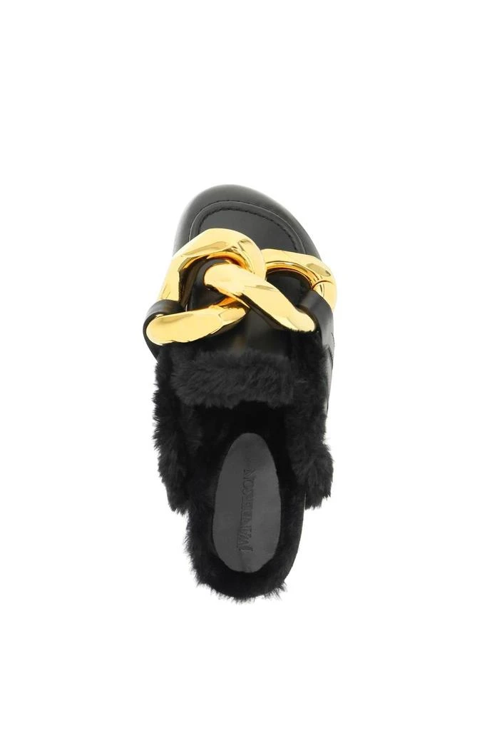 商品JW Anderson|LEATHER CHAIN MULES WITH ECOFUR LINING,价格¥2859,第3张图片详细描述