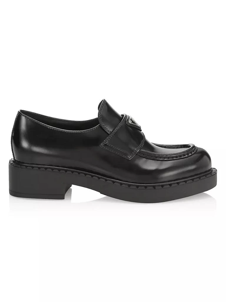 商品Prada|Spazzolato Logo Platform Leather Loafers,价格¥9012,第1张图片