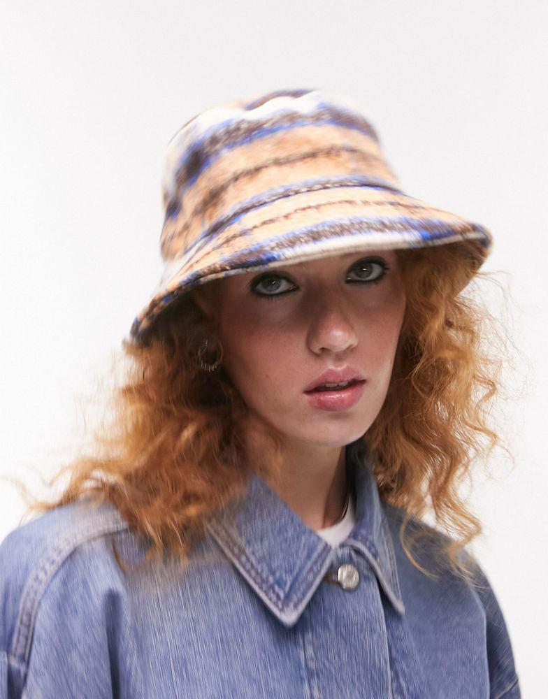 Topshop check bucket hat in cream商品第3张图片规格展示