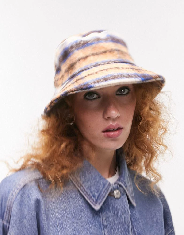 商品Topshop|Topshop check bucket hat in cream,价格¥81,第3张图片详细描述