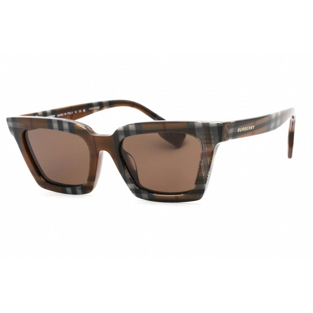 商品Burberry|Burberry Women's Sunglasses - Check Brown Rectangular Shape Frame | 0BE4392U 396673,价格¥1067,第1张图片