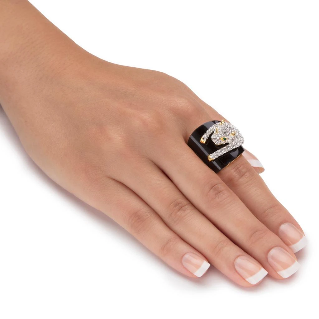商品Palm Beach Jewelry|Genuine Black Onyx and Crystal 14k GP Leopard Ring,价格¥704,第3张图片详细描述