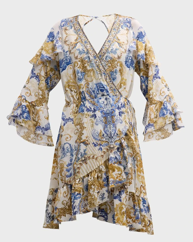 商品Camilla|Soul Searching Short Silk Ruffle Wrap Dress,价格¥2454,第2张图片详细描述