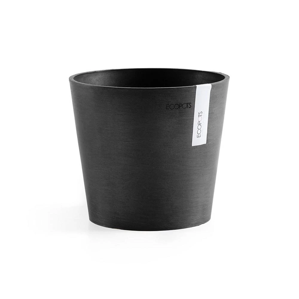 商品ECOPOTS|Amsterdam Round Plastic Flower Pot, Dark Grey, 7",价格¥137,第1张图片