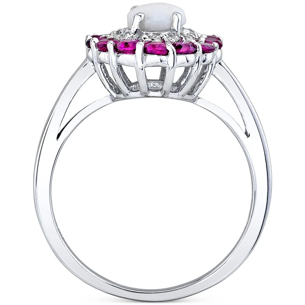 商品Macy's|Multi-Gemstone (1-5/8 ct. t.w.) & Diamond (1/6 ct. t.w.) Halo Ring in 10k White Gold,价格¥4182,第3张图片详细描述