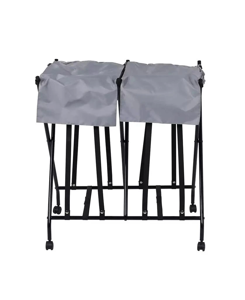 商品Honey Can Do|Double Bounce Back Hamper Foldable Bag Laundry Sorter on Wheels with Lid, Set of 2,价格¥1273,第4张图片详细描述