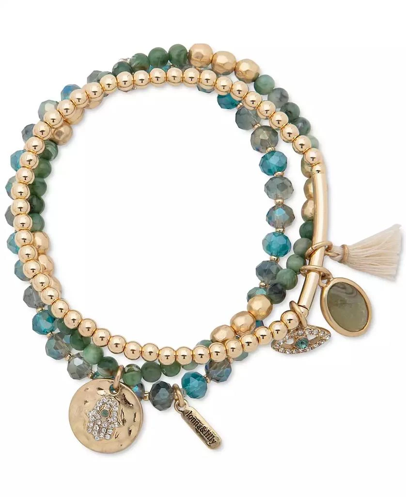 商品Lonna & Lilly|Gold-Tone Evil Eye & Hamsa Hand Beaded Stretch Bracelets,价格¥144,第1张图片