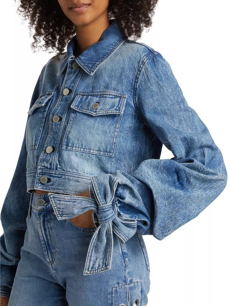 Bow-Cuff Cropped Denim Jacket 商品