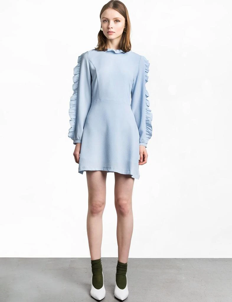商品Pixie Market|Blue Crepe Ruffle Sleeve Dress,价格¥266,第4张图片详细描述
