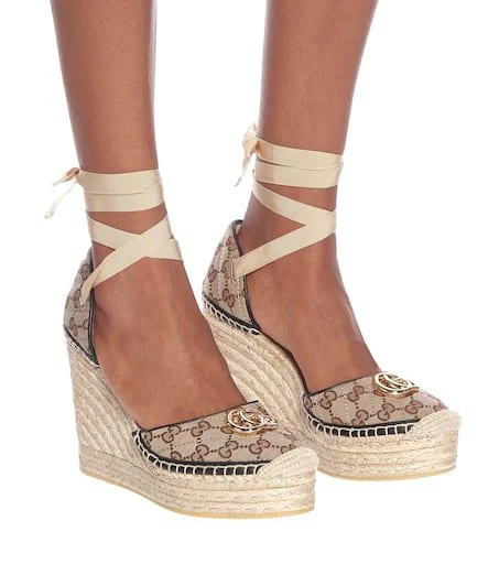 商品Gucci|GG canvas wedge espadrilles,价格¥5660,第4张图片详细描述
