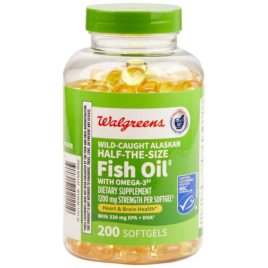 商品Walgreens|Half-the-Size Fish Oil 1200 mg Softgels,价格¥150,第1张图片