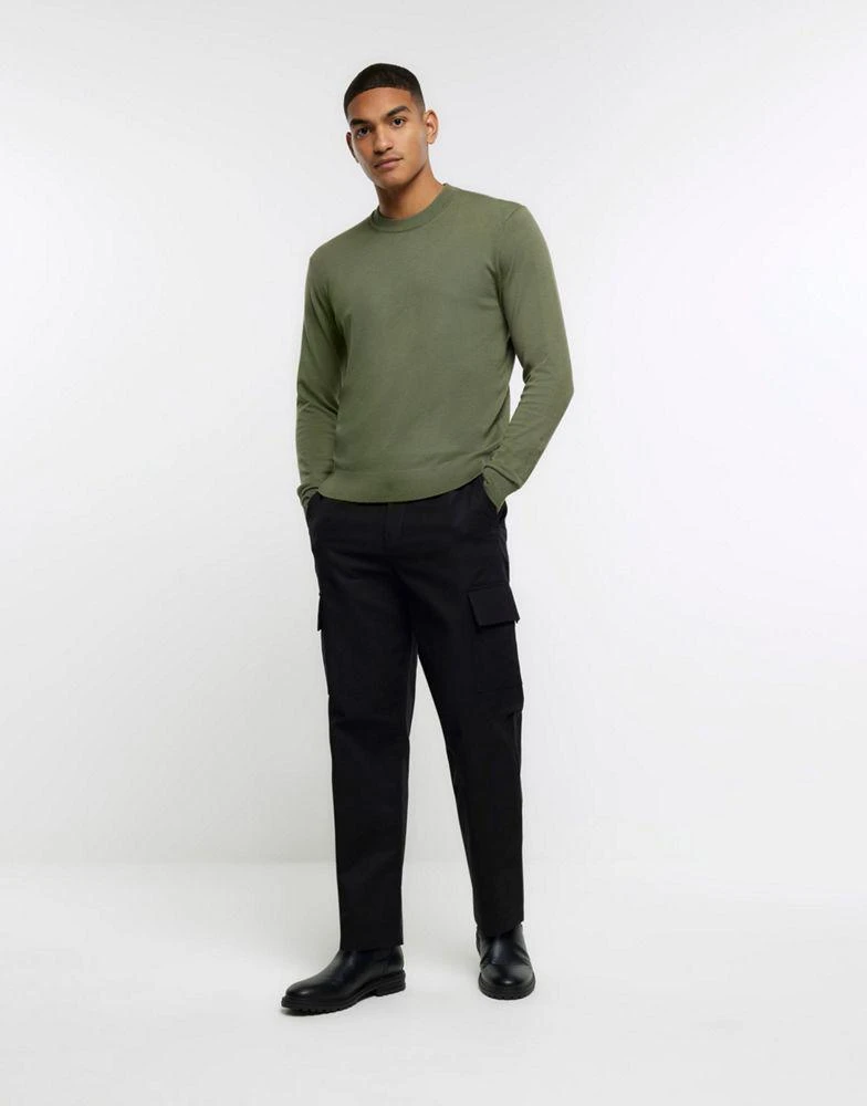 商品River Island|River Island Slim fit crew jumper in green - light,价格¥214,第4张图片详细描述