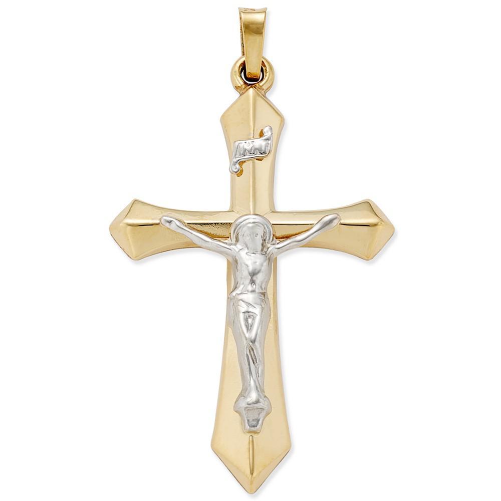 商品Macy's|Two-Tone Crucifix Pendant in 14k Gold and White Gold,价格¥969,第1张图片