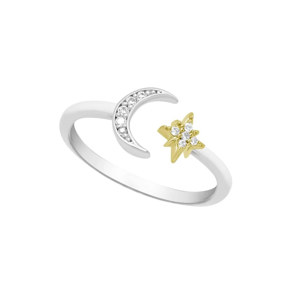 商品Essentials|Cubic Zirconia Moon and Star Toe Ring in Two Tone Silver Plate,价格¥76,第1张图片