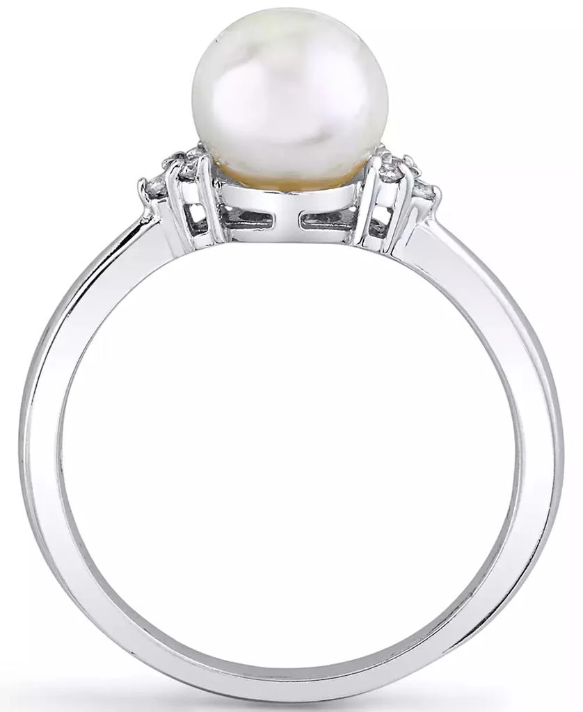 商品Macy's|Cultured Freshwater Pearl (7mm) & Diamond (1/20 ct. t.w.) Ring in 14k White Gold,价格¥3298,第3张图片详细描述