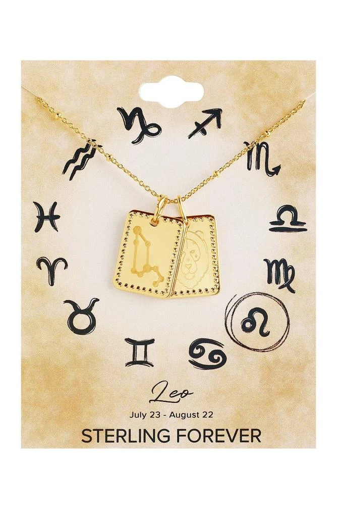 商品Sterling Forever|14K Gold Plated Astrology Zodiac Tag Necklace - Leo,价格¥224,第1张图片