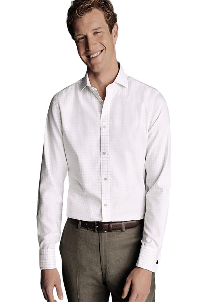 Camicia da uomo slim fit con colletto button-down, in popeline elasticizzato antipiega, a quadri. image 2