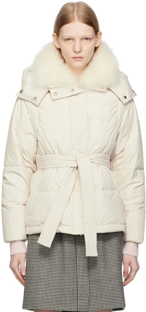 商品Yves Salomon|White Belted Down Jacket,价格¥4135,第1张图片