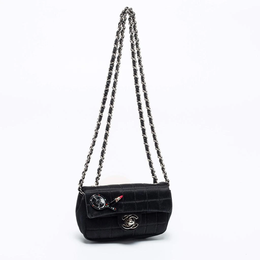 商品[二手商品] Chanel|Chanel Black Square Quilt Satin Charm Flap Bag ,价格¥24479,第3张图片详细描述