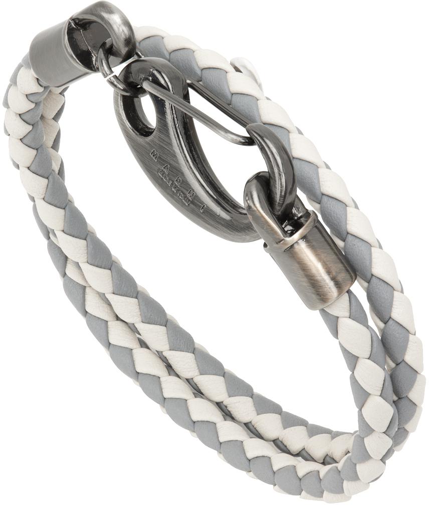 White & Gray Leather Bracelet商品第1张图片规格展示