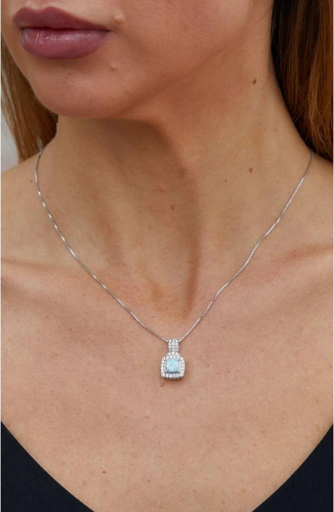 商品Savvy Cie Jewels|CZ Pavé Created Opal Pendant Necklace,价格¥302,第2张图片详细描述