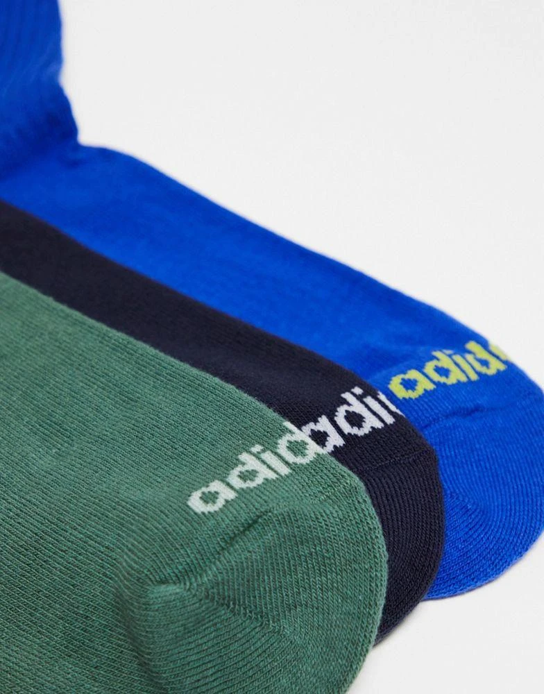 商品Adidas|adidas Training 3 pack 3-stripe crew socks in khaki, navy and mid blue,价格¥114,第2张图片详细描述