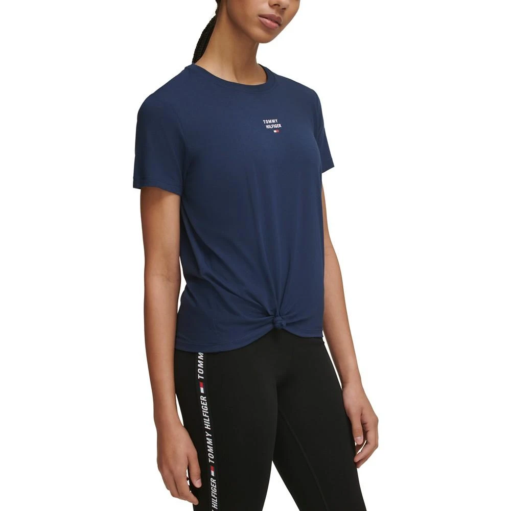 商品Tommy Hilfiger|Women's Logo-Graphic Knot-Front T-Shirt,价格¥218,第3张图片详细描述