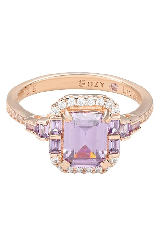商品Suzy Levian|Rose Gold Plated Sterling Silver Emerald CZ Ring,价格¥1195,第4张图片详细描述