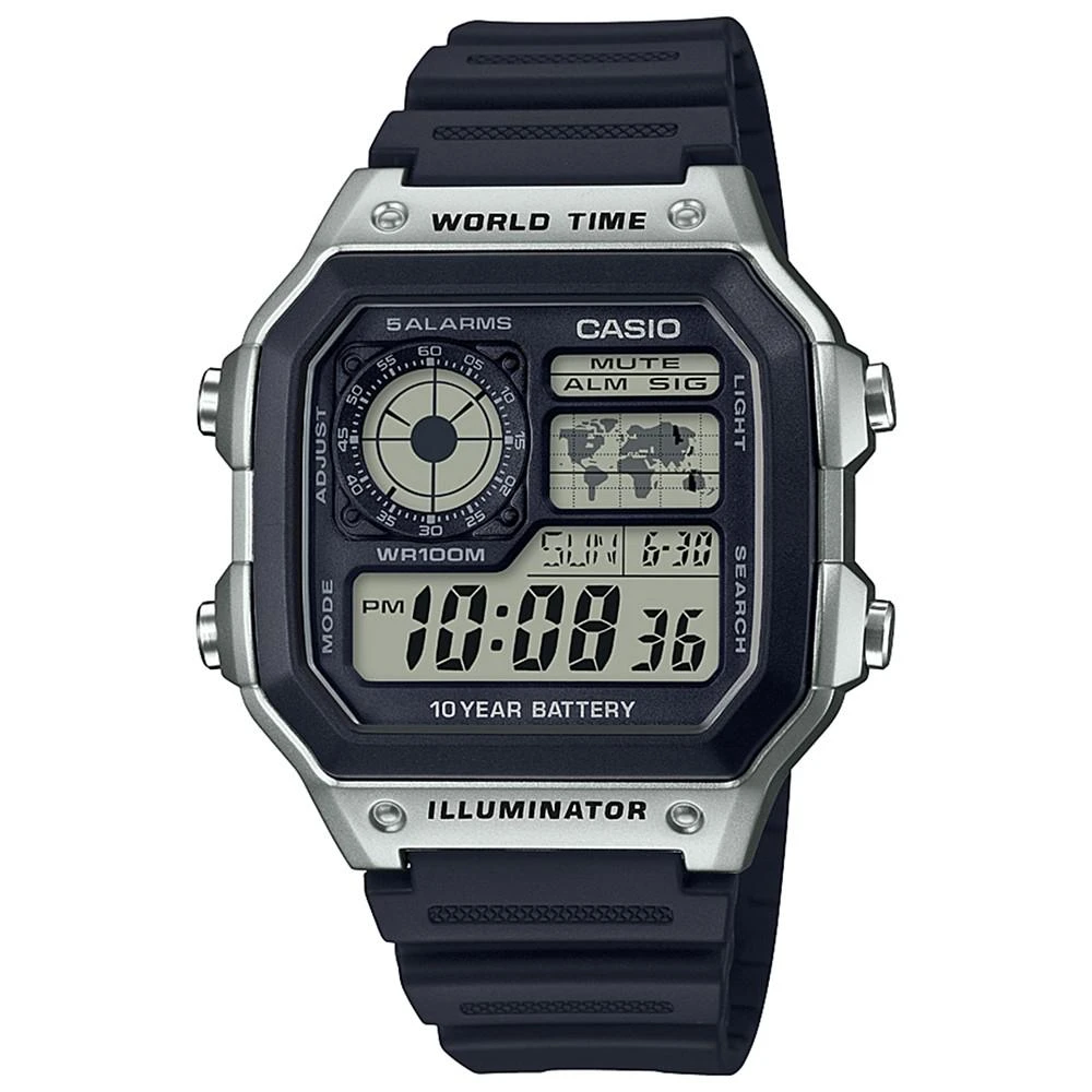 商品Casio|男式数字黑色树脂表带手表42.1mm,价格¥295,第1张图片