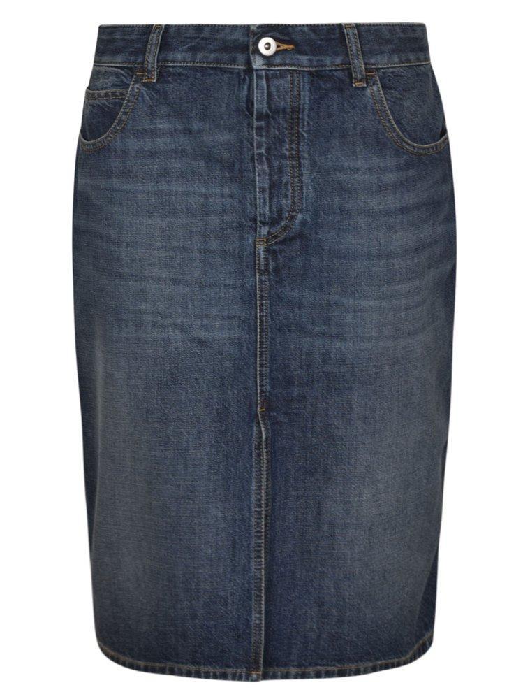 商品Bottega Veneta|Bottega Veneta Medium Washed Denim Skirt,价格¥3825,第1张图片