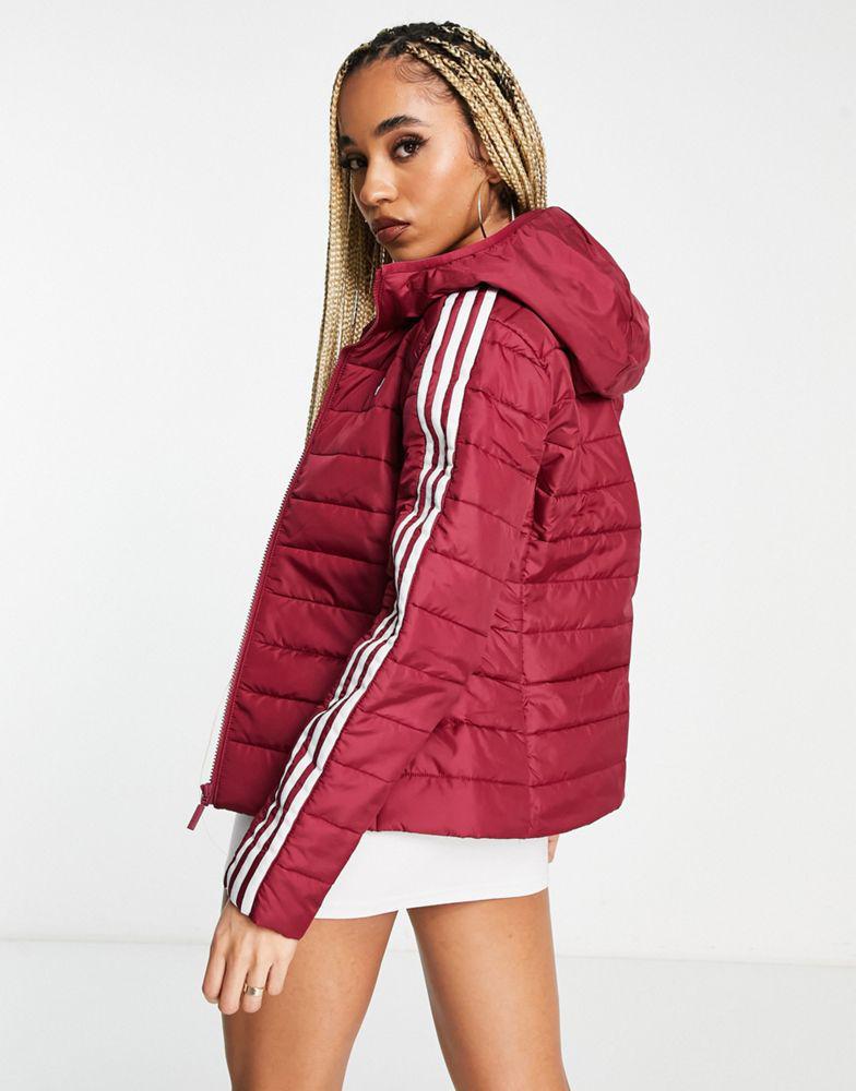 adidas Originals slim trefoil puffer jacket in burgundy商品第2张图片规格展示