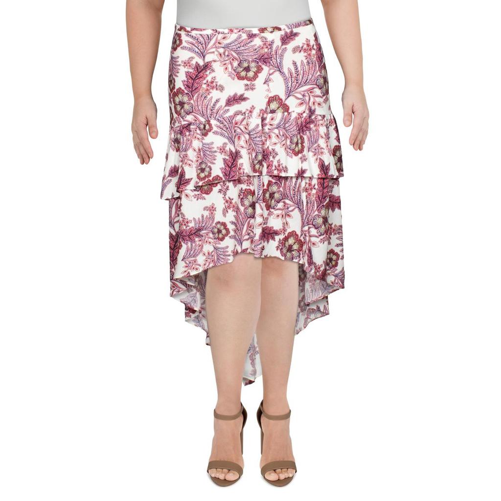 LINI Womens Meagan Floral Ruffled Midi Skirt商品第1张图片规格展示