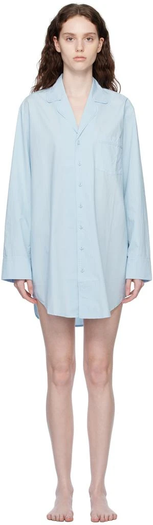 商品SKIMS|Blue Poplin Sleep Cotton Button Up Dress,价格¥425,第1张图片