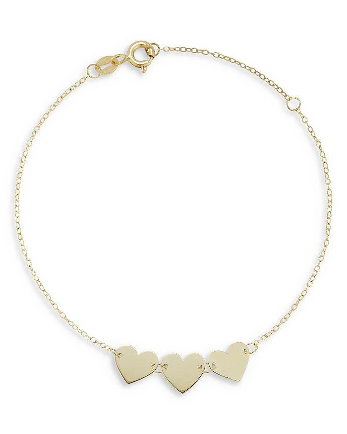 商品Moon & Meadow|14K Yellow Gold Triple Heart Chain Bracelet,价格¥964,第1张图片